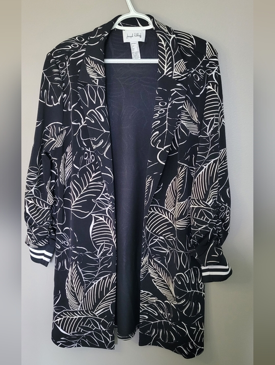 Joseph Ribkoff Jackets & Blazers - Joseph Ribkoff Open Blazer 14 Black And White Print Long Length Classic Elegant